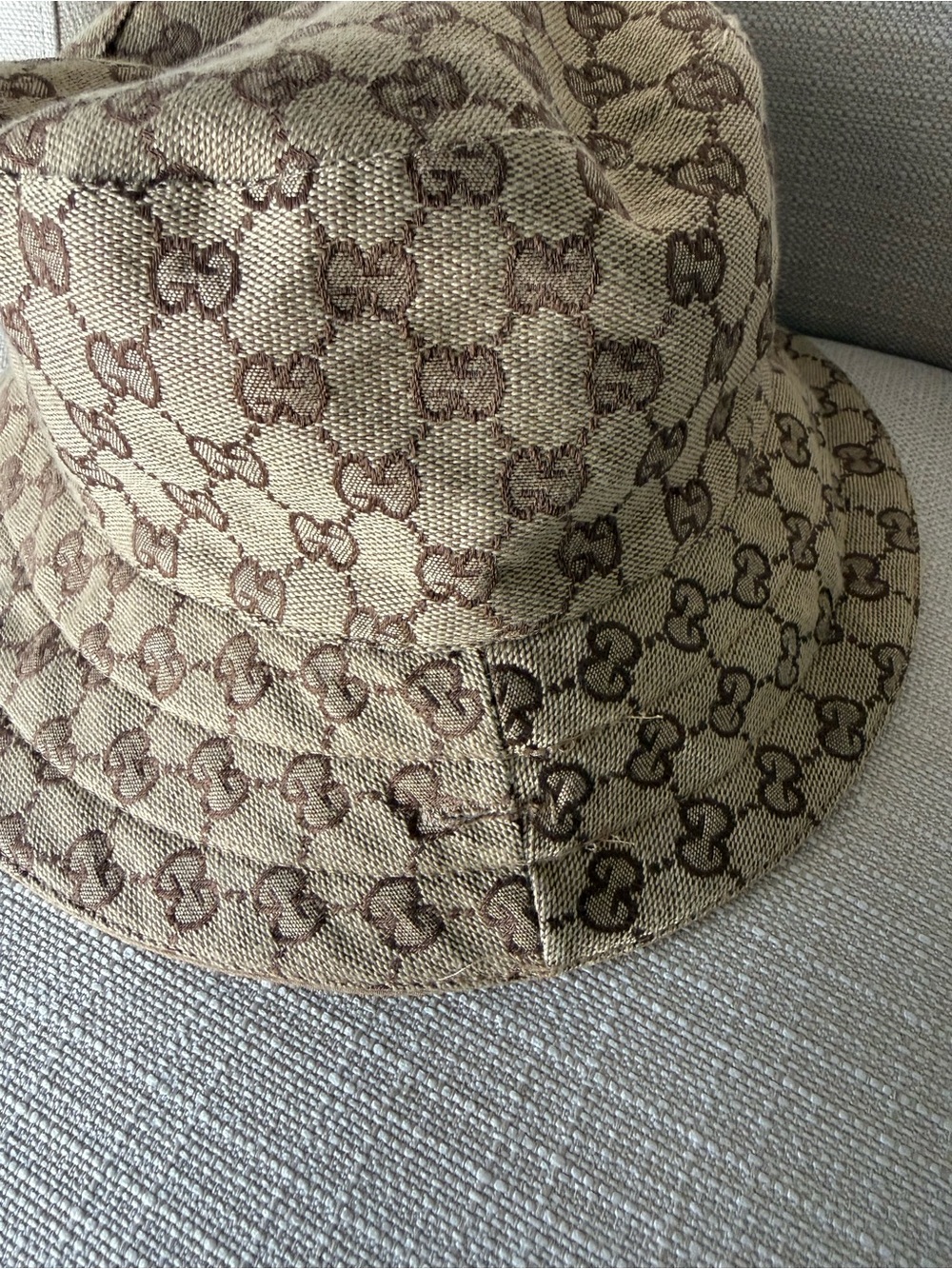 Gucci Vintage GG Monogram Canvas Bucket Hat Brown Beige Logo Designer - Picture 4 of 5